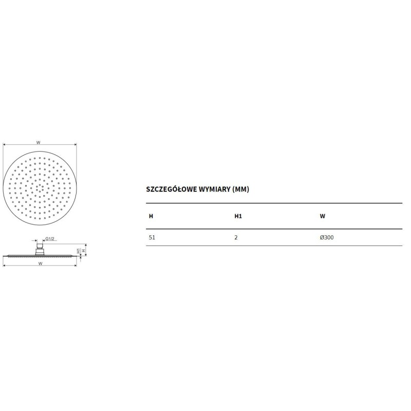 Excellent Głowica prysznicowa 30 cm okrągła Slim, chrom (AREX.3030CR)