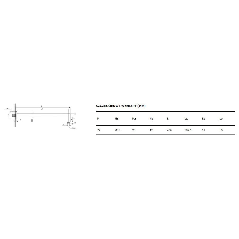 Excellent Ramię prysznicowe ścienne 40 cm kwadratowe, chrom (AREX.3142CR)