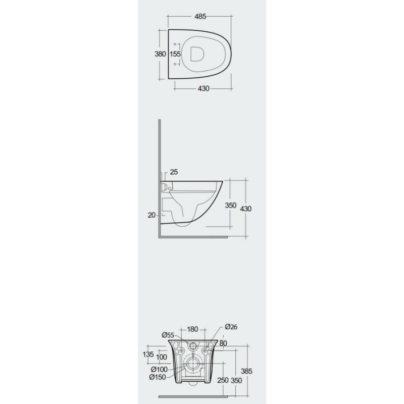 Rak Ceramics Sensation miska WC Rimless podwieszana 48x38 cm biały połysk (SENWC1447AWHA)