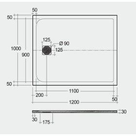 Rak Ceramics Feeling Brodzik Prostokątny 100x120 cm Szary (RFST100120S503)