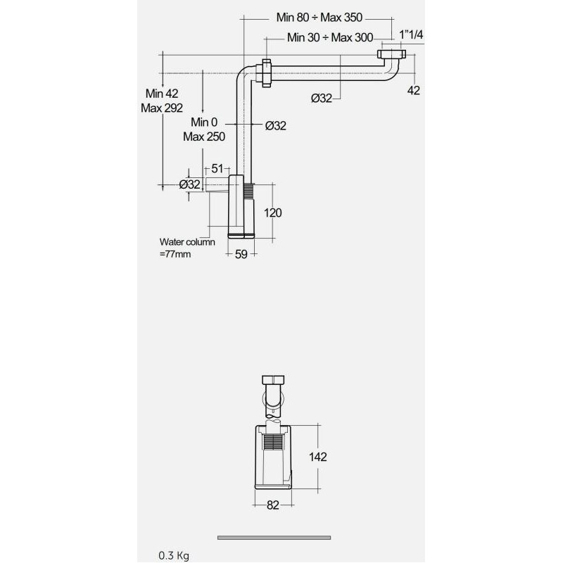 Rak Ceramics Ak-duo syfon umywalkowy plastikowy oszczędzający miejsce (BTRWBPPR022)