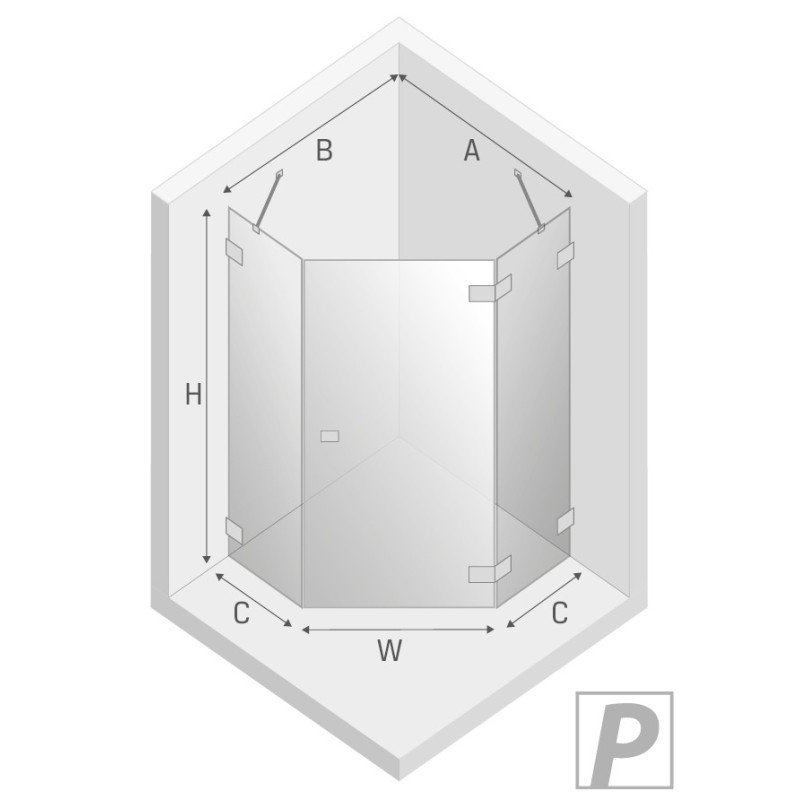 New Trendy Avexa Kabina Pięciokątna P 80x80x200 Przezroczyste 6 mm Active Shield (EXK-3885)