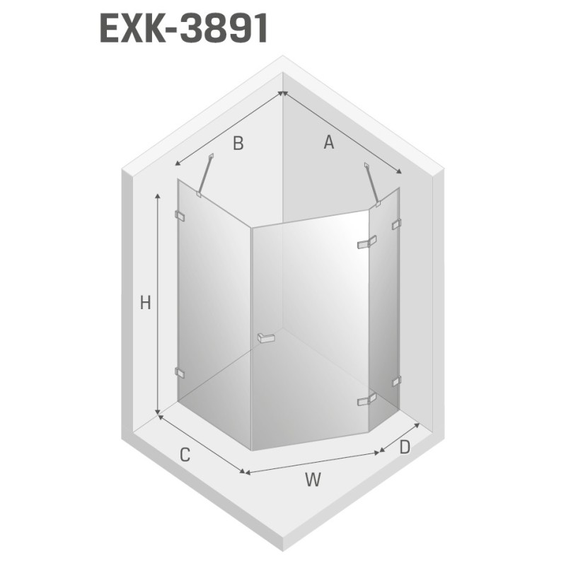 New Trendy Avexa Kabina Asymetryczna P 100x80x200 Przezroczyste 6 mm Active Shield (EXK-3891)