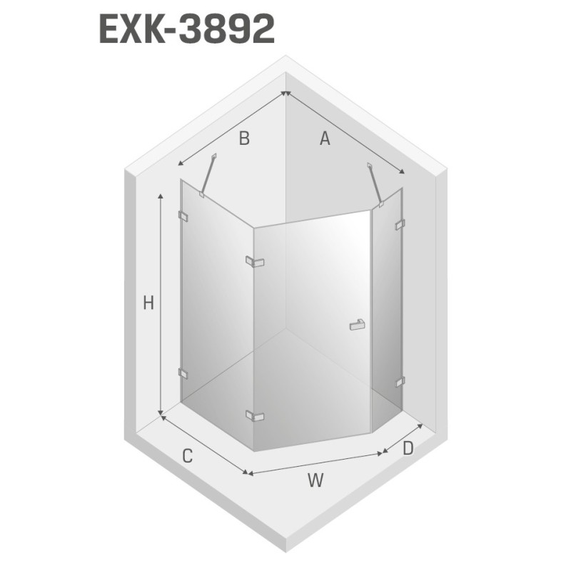 New Trendy Avexa Kabina Asymetryczna L 100x80x200 Przezroczyste 6 mm Active Shield (EXK-3892)