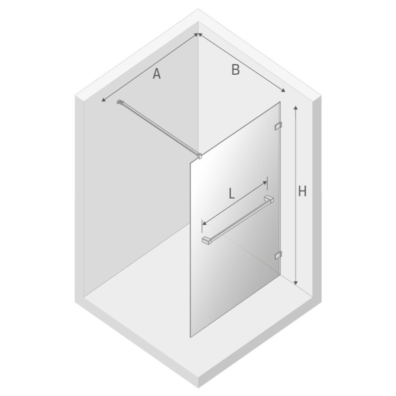 New Trendy Avexa Kabina Prysznicowa Walk-In U 100x200 cm Szkło Przezroczyste 6 mm (EXK-2518)