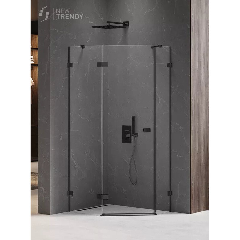 New Trendy Avexa Black Kabina Pięciokątna L 100x80x200 Przezroczyste 6mm Active Shield (EXK-3881)