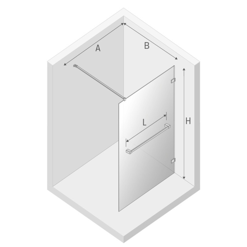 New Trendy Avexa Black Kabina Walk-In U 100x200 Przezroczyste 8 mm Active Shield (EXK-2680)