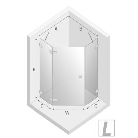 New Trendy Avexa White Kabina Pięciokątna L 90x90x200 Przezroczyste 6mm Active Shield (EXK-3864)