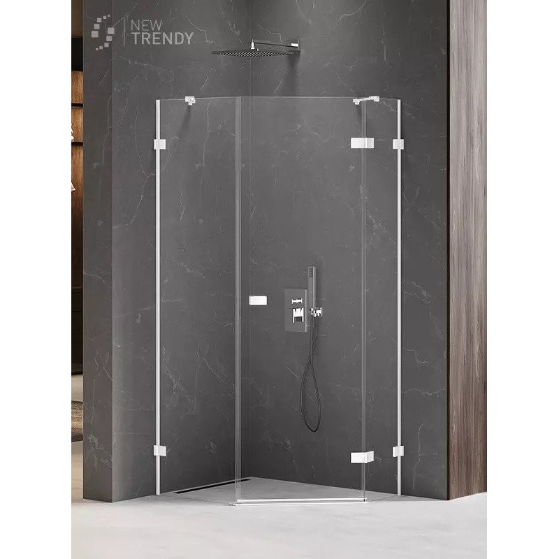 New Trendy Avexa White Kabina Pięciokątna Asymetryczna P 100x80x200 Przezroczyste 6mm Active Shield (EXK-3872)