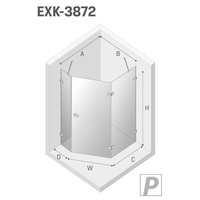 New Trendy Avexa White Kabina Pięciokątna Asymetryczna P 100x80x200 Przezroczyste 6mm Active Shield (EXK-3872)