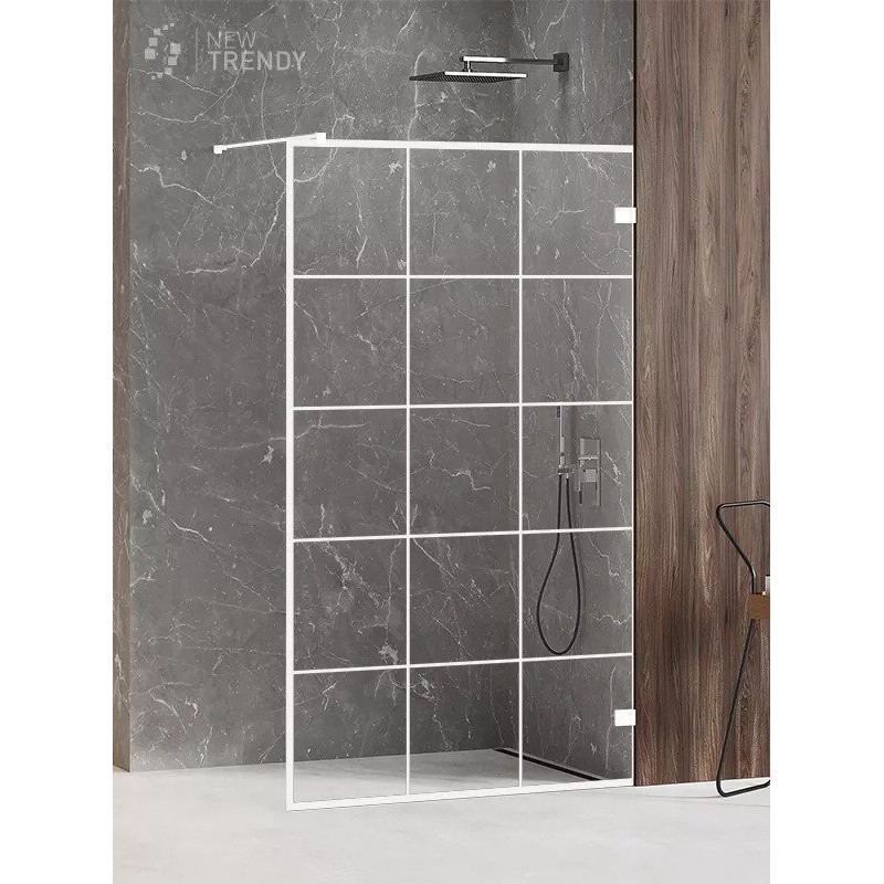 New Trendy Avexa White Kabina Walk-In U 110x200 Kratka Przezroczyste 6mm Active Shield (EXK-2986)