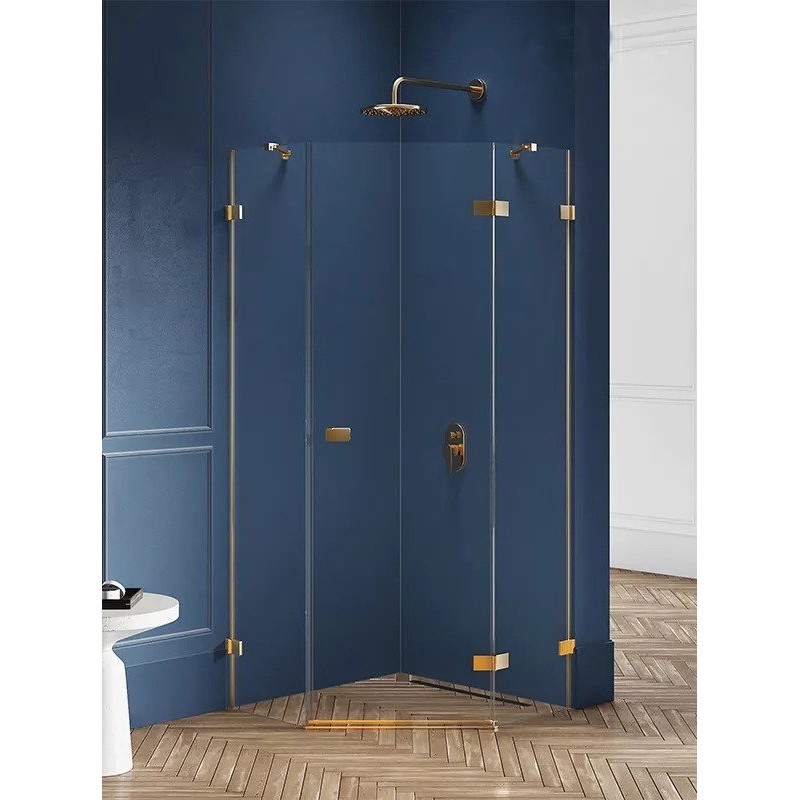 New Trendy Avexa Gold Brushed Kabina Pięciokątna P 90x90x200 Przezroczyste 6mm Active Shield (EXK-3854)
