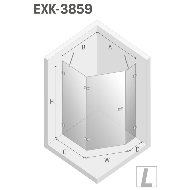 New Trendy Avexa Gold Brushed Kabina Pięciokątna L 100x80x200 Przezroczyste 6mm Active Shield (EXK-3859)