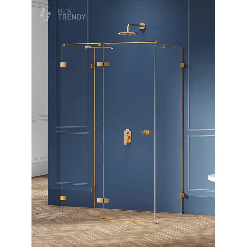 New Trendy Avexa Gold Brushed Kabina Kwadratowa Przyścienna L 80x80x200 Przezroczyste 6mm Active Shield (EXK-3071)