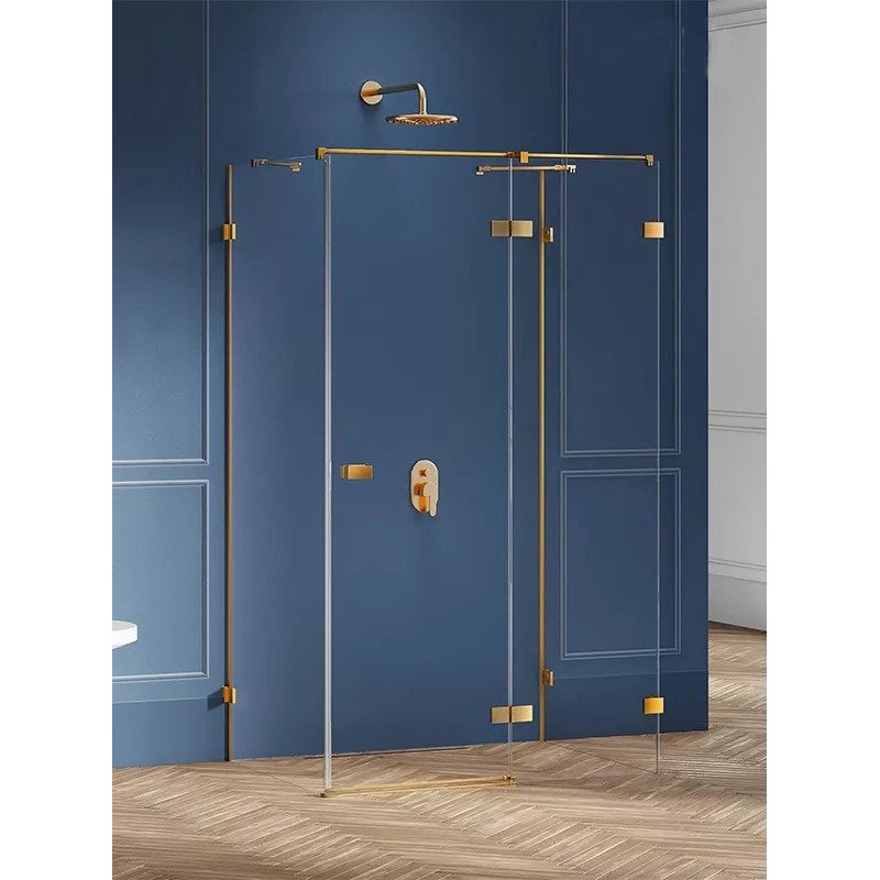 New Trendy Avexa Gold Brushed Kabina Prostokątna Przyścienna P 80x70x200 Przezroczyste 6mm Active Shield (EXK-3100)