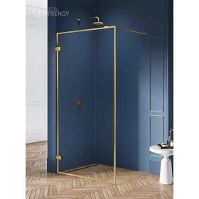 New Trendy Avexa Gold Brushed Kabina Walk-In U 90x200 Przezroczyste 6mm Active Shield (EXK-3134)