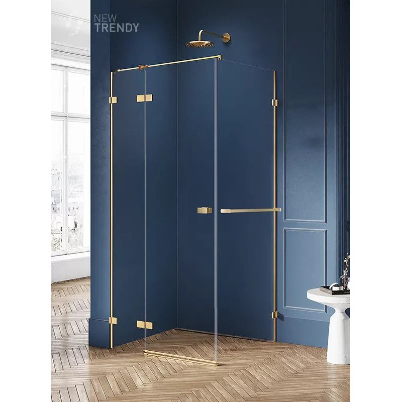 New Trendy Avexa Gold Brushed Kabina Prostokątna L 80x70x200 Przezroczyste 6mm Active Shield (EXK-3010)