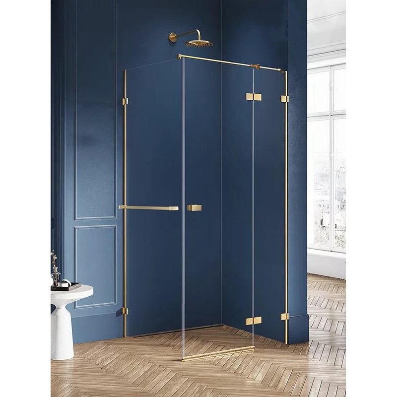 New Trendy Avexa Gold Brushed Kabina Prostokątna P 90x120x200 Przezroczyste 6mm Active Shield (EXK-3051)