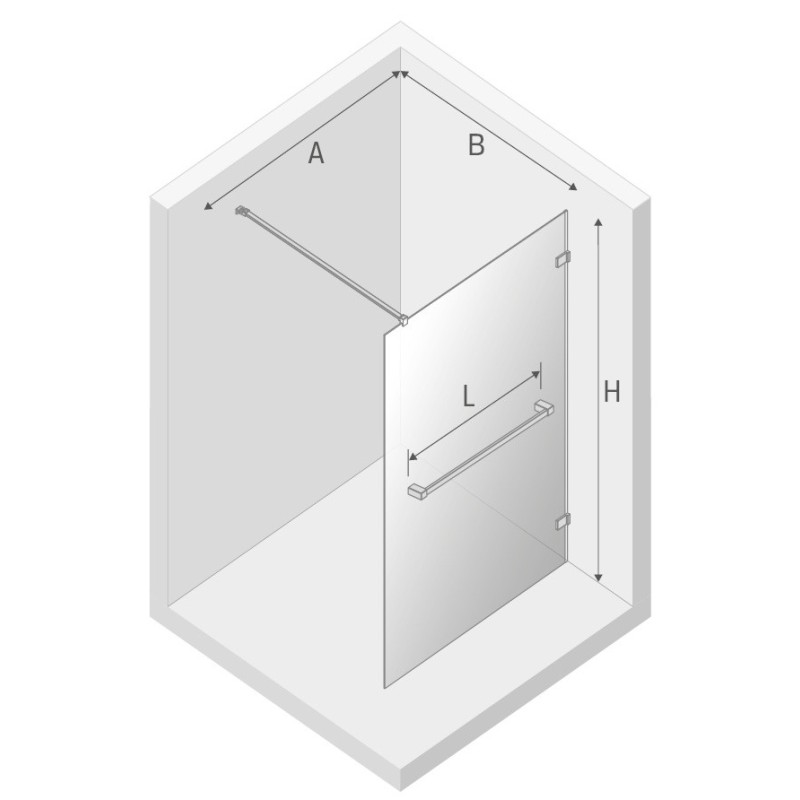 New Trendy Avexa Gold Brushed Kabina Walk-In U 100x200 Przezroczyste 6mm Active Shield (EXK-3145)