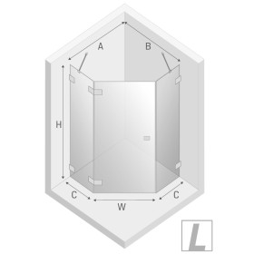New Trendy Avexa Gold Shine Kabina Pięciokątna L 90x90x200 Przezroczyste 6mm Active Shield (EXK-3842)