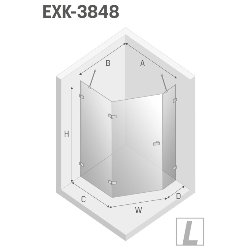 New Trendy Avexa Gold Shine Kabina Pięciokątna L 100x80x200 Przezroczyste 6mm Active Shield (EXK-3848)