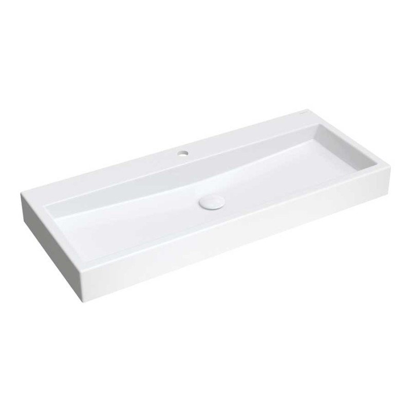 Omnires Thanos Umywalka nablatowa/wisząca 100 x 42 cm biały połysk (THASOS1000BP)