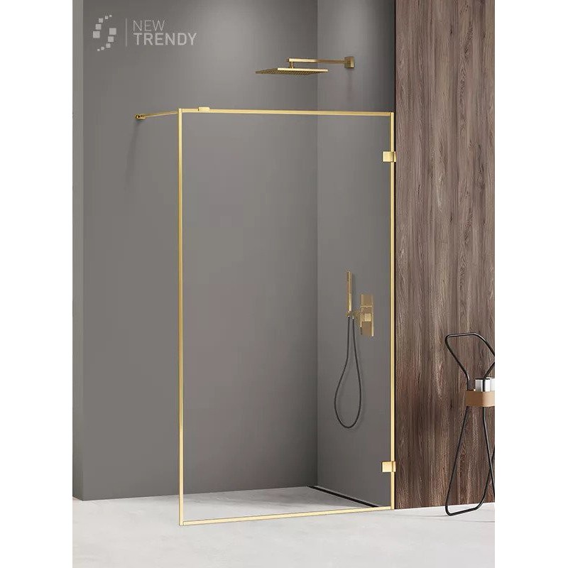 New Trendy Avexa Gold Shine Kabina Prysznicowa Walk-In 100x200 cm Szkło Przezroczyste 6 mm (EXK-2161)