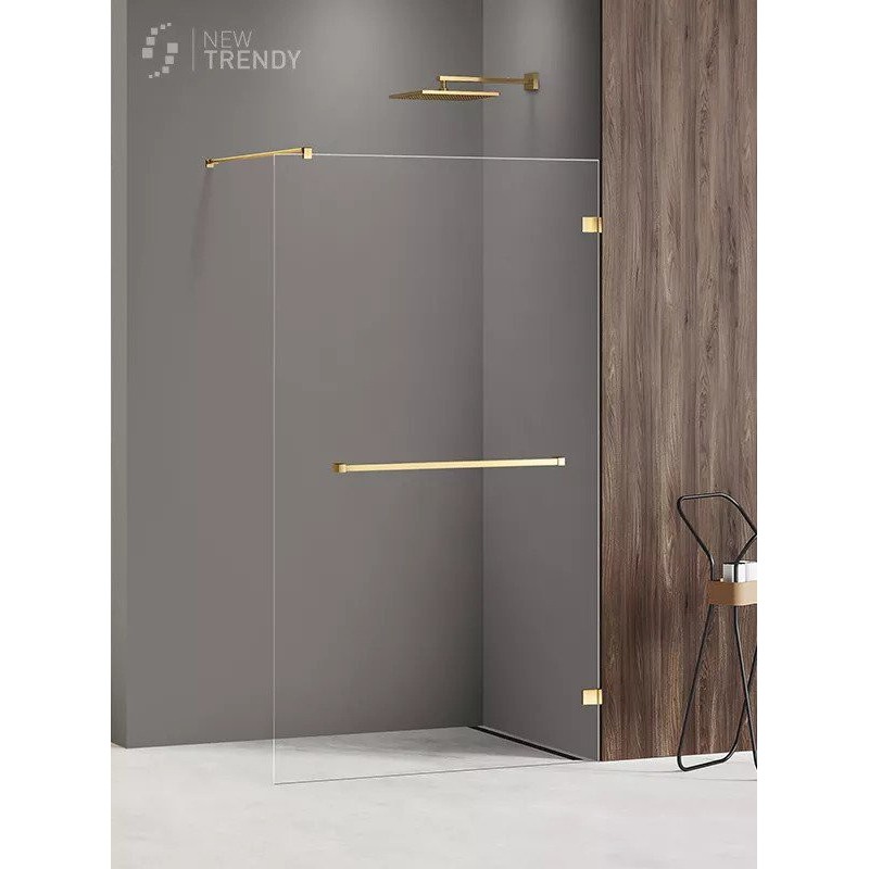 New Trendy Avexa Gold Shine Kabina Prysznicowa Walk-In 130x200 cm Szkło Przezroczyste 8 mm (EXK-3240)