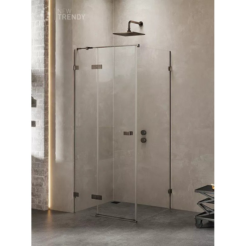 New Trendy Avexa Gunmetal Brushed Kabina Prostokątna L 80x90x200 Przezroczyste 6mm Active Shield (EXK-3320)