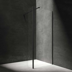 Omnires Marina Kabina prysznicowa typu walk-in ze ścianką boczną 100 x 30 cm czarny mat (MA1030BLTR)