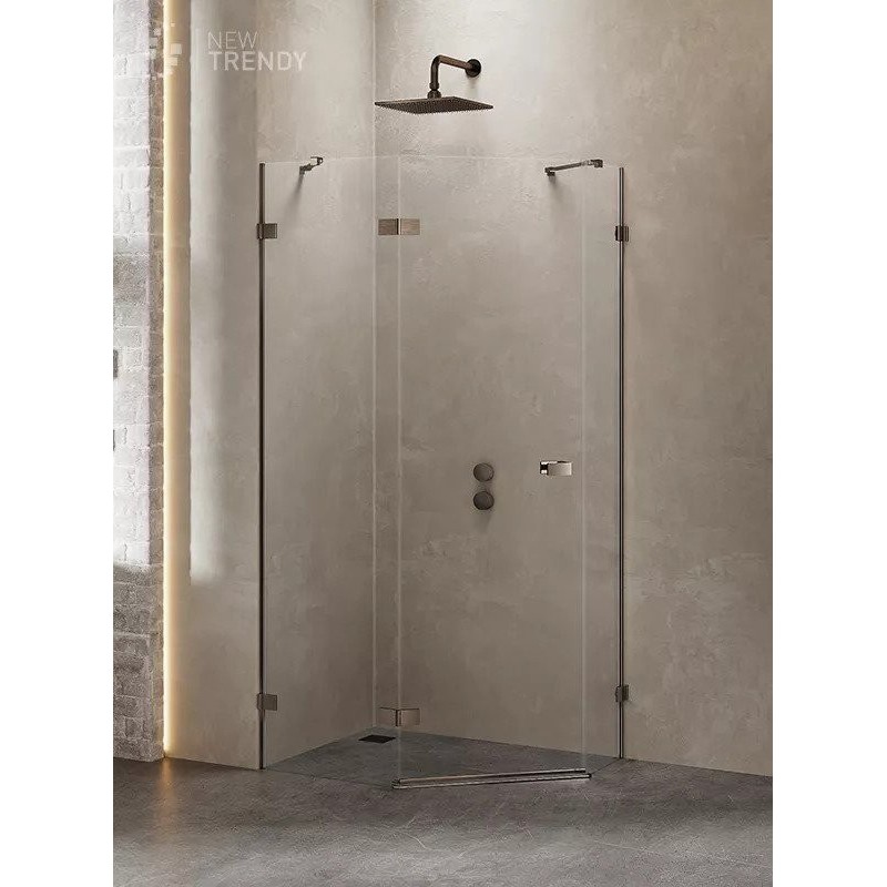 New Trendy Avexa Gunmetal Brushed Kabina Pięciokątna L 100x80x200 Przezroczyste 6mm Active Shield (EXK-3838)