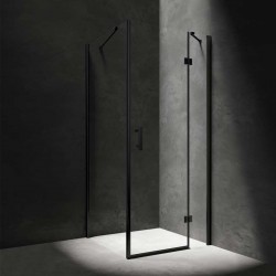 Omnires Manhattan Kabina prysznicowa kwadratowa z drzwiami uchylnymi 90 x 90 cm czarny mat (MH9090BLTR)