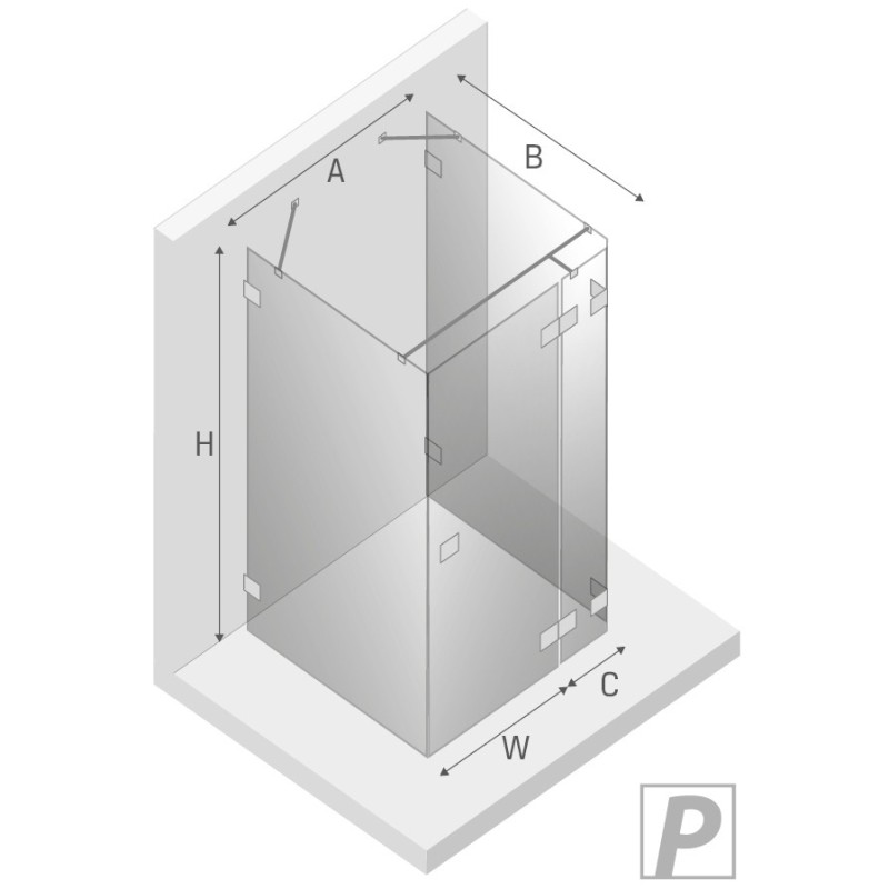 New Trendy Avexa Gunmetal Brushed Kabina Prostokątna Przyścienna P 90x70x200 Przezroczyste 6mm Active Shield (EXK-3439)
