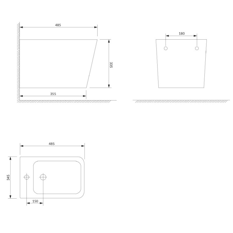 Omnires Fontana Bidet wiszący 49 x 35 cm (FONTANABIBP)