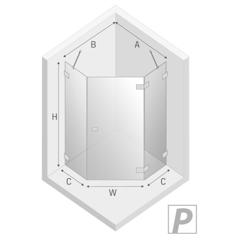 New Trendy Avexa Copper Kabina Pięciokątna Symetryczna P 90x90x200 Przezroczyste 6mm Active Shield (EXK-3821)
