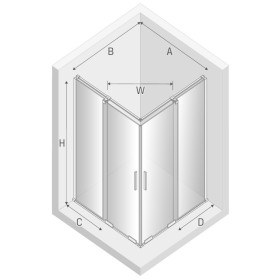 New Trendy Smart Kabina Kwadratowa 110x110x200 Drzwi Podwójne Przezroczyste 8mm Active Shield (EXK-4067)