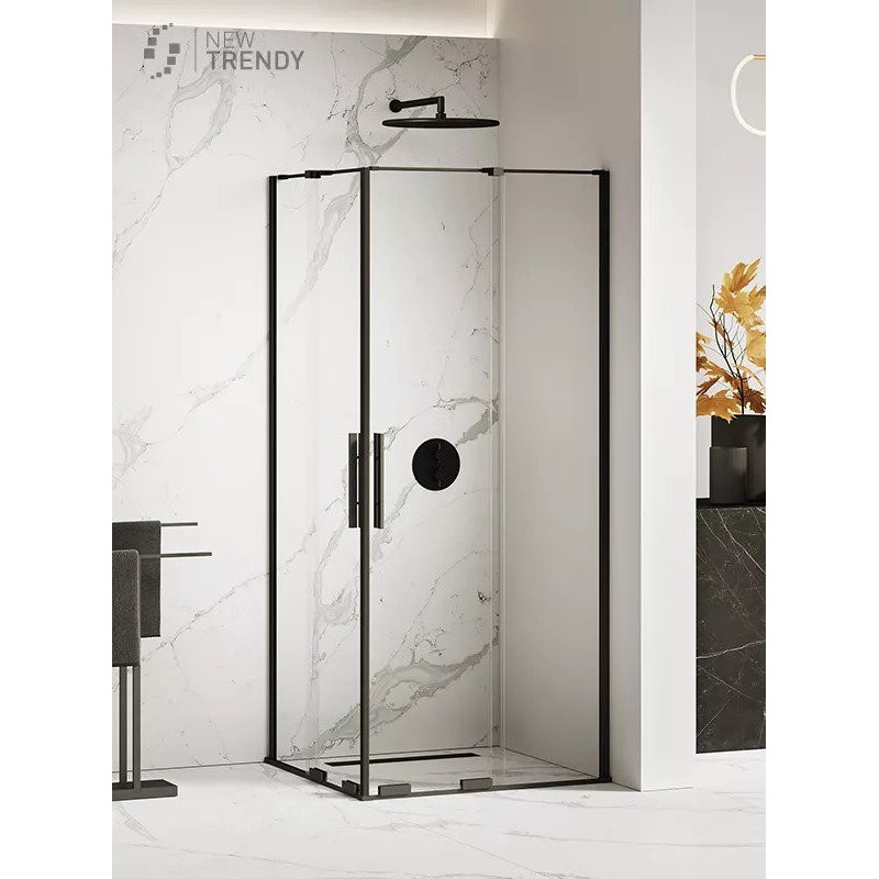 New Trendy Smart Black Kabina Kwadratowa Narożna 2D 100x100x200 Przezroczyste 8mm Active Shield (EXK-4168)