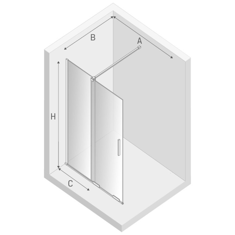 New Trendy Smart Light Gold Kabina Walk-In 150x200 Przezroczyste 8mm Active Shield (EXK-4300)