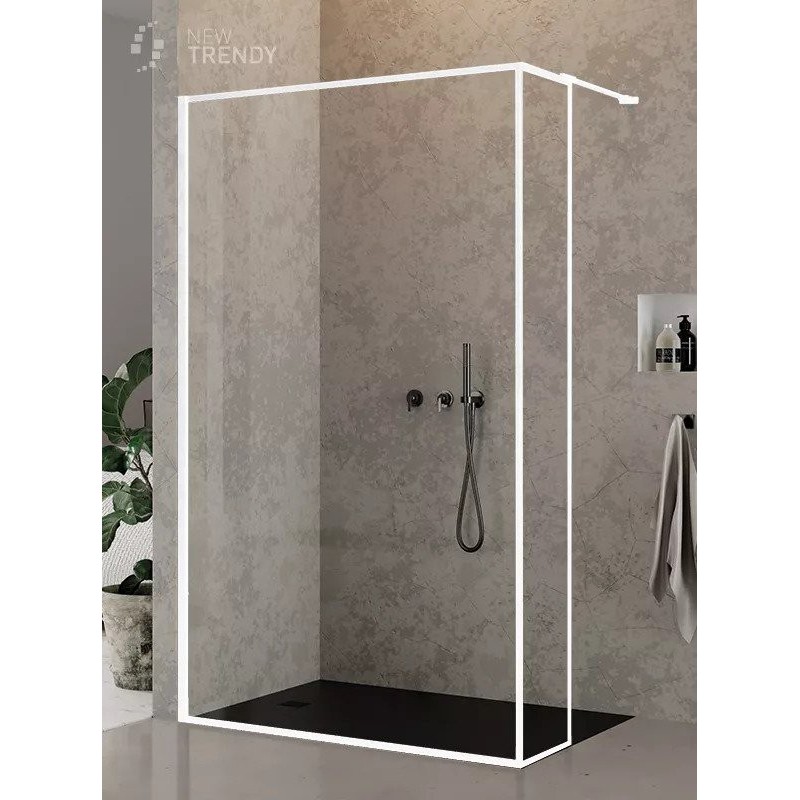 New Trendy New Modus White Ścianka Prysznicowa 1 Walk-In Zestaw 110x200 cm Szkło Przezroczyste Ramka (EXK-2250)