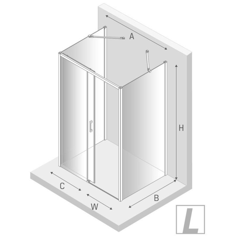 New Trendy Prime Black Kabina Prostokątna Przyścienna L 150x80x200 Przezroczyste 6mm Active Shield (K-0929)