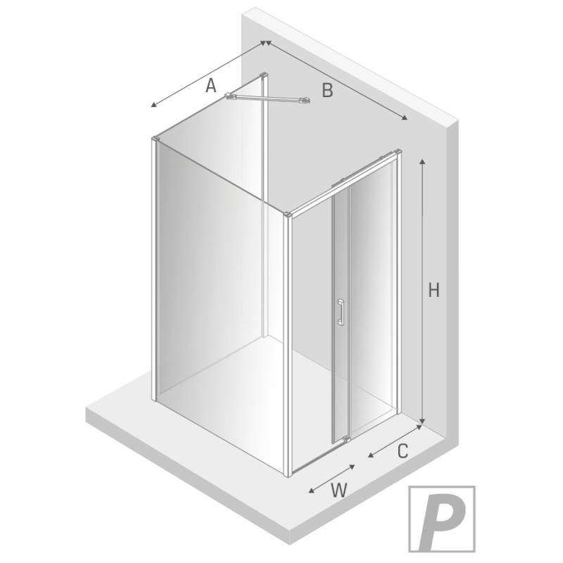 New Trendy Prime Black Kabina Prostokątna Przyścienna P 100x110x200 Przezroczyste 6mm Active Shield (K-1606)
