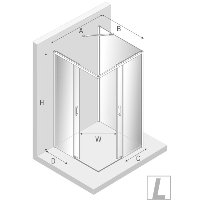 New Trendy Prime Black Kabina Prostokątna Przyścienna L 80x90x200 2D Przezroczyste 6mm Active Shield (K-0994)