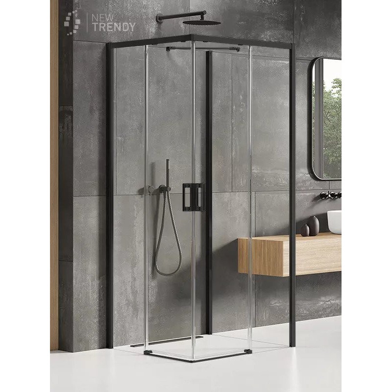 New Trendy Prime Black Kabina Prostokątna Przyścienna P 80x70x200 2D Przezroczyste 6mm Active Shield (K-1525)