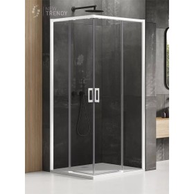 New Trendy Prime White Kabina Prostokątna U 100x80x200 Przezroczyste 6mm Active Shield (D-0400A/D-0397A)