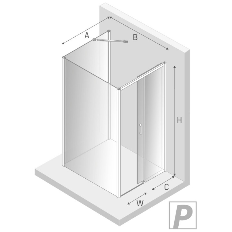 New Trendy Prime Light Gold Kabina Prostokątna Przyścienna P 100x110x200 Przezroczyste 6mm Active Shield (K-1642)