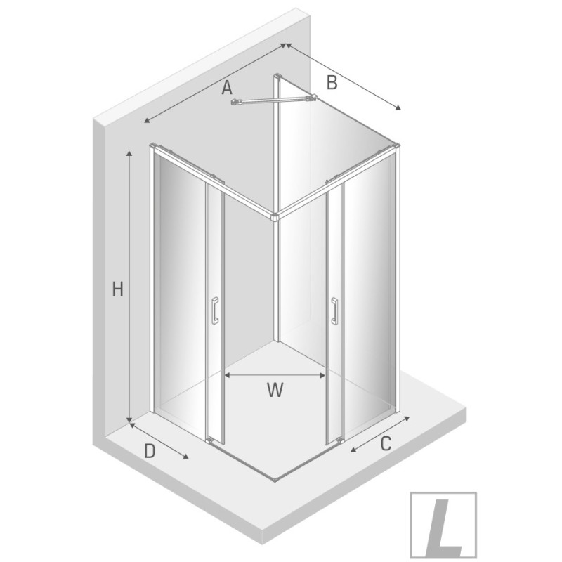 New Trendy Prime Light Gold Kabina Kwadratowa Przyścienna U 100x100x200 Przezroczyste 6mm Active Shield (K-1195)