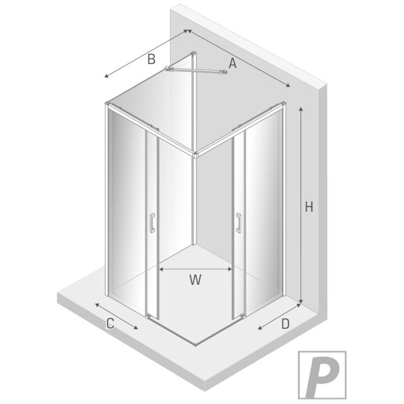 New Trendy Prime Light Gold Kabina Prostokątna Przyścienna P 90x80x200 Przezroczyste 6mm Active Shield (K-1547)