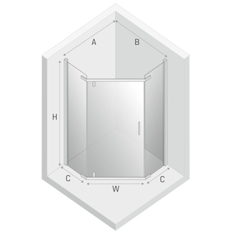 New Trendy New Komfort Kabina Pięciokątna U 100x80x195 Przezroczyste 8mm Active Shield (K-0809)