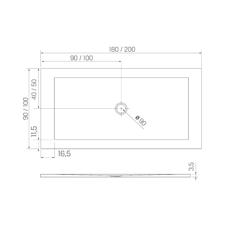 New Trendy Nex Brodzik Konglomeratowy Prostokątny 200x100 Biały Gładki (B-0515)