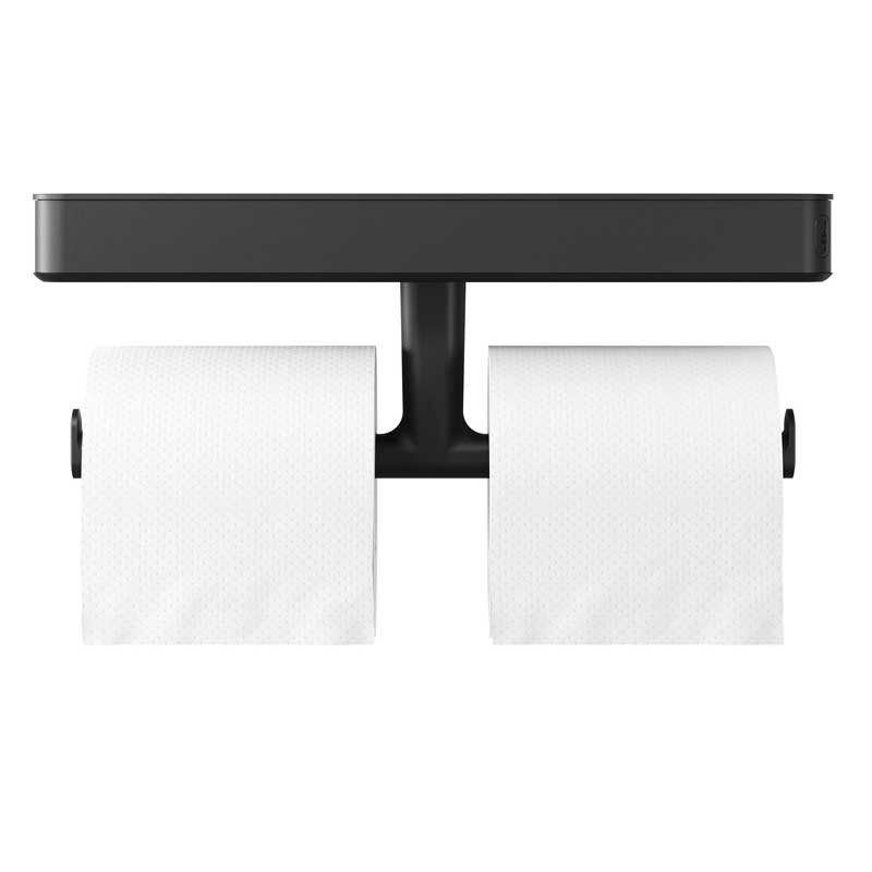 Tiger Carv Uchwyt na papier toaletowy z półką Czarny (800240)